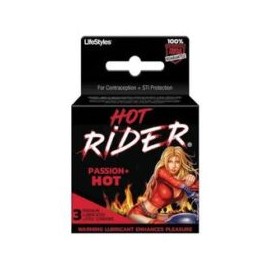 Condones con Lubricante Caliente Hot Rider 3pzas