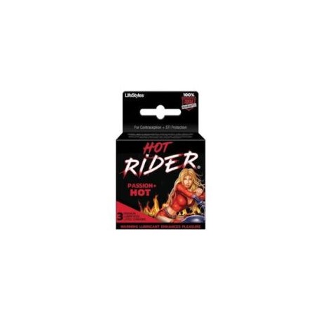 Condones con Lubricante Caliente Hot Rider 3pzas